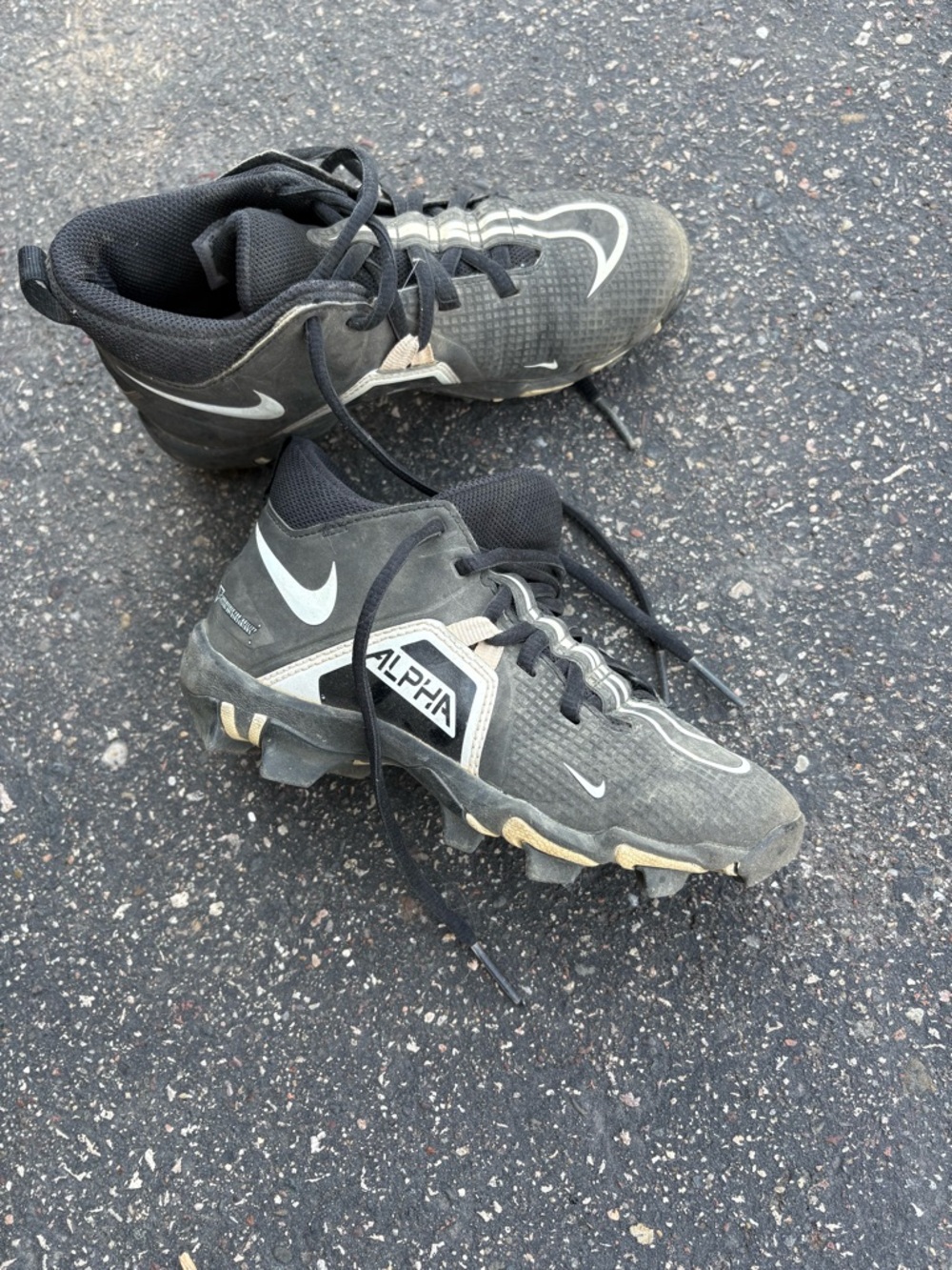 Nike Black and Gray Turf Cleat with White Swoosh